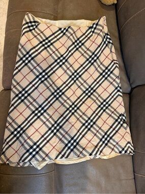 Burberry Beige Classic Nova Check Plaid Pencil Skirt